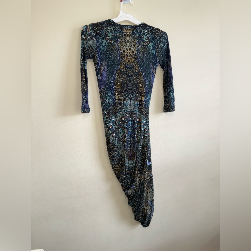 MC Alexander McQueen Peacock Draped Dress NWT $550 Size S 2022-2012 Collection - Picture 2 of 7